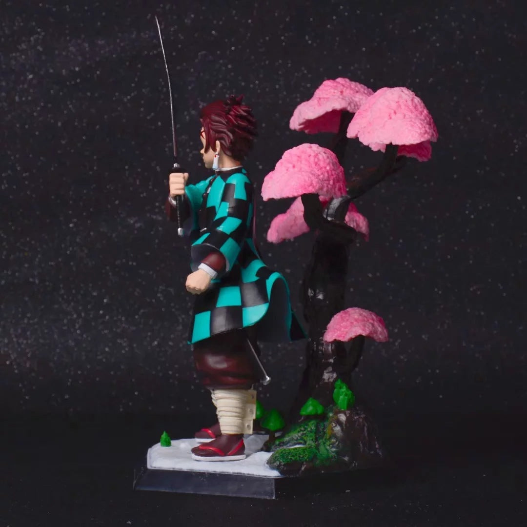 Demon Slayer Tanjiro Kamado Figure - Sakura Tree Scene Anime Collectible