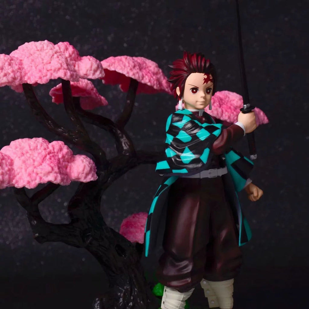 Demon Slayer Tanjiro Kamado Figure - Sakura Tree Scene Anime Collectible