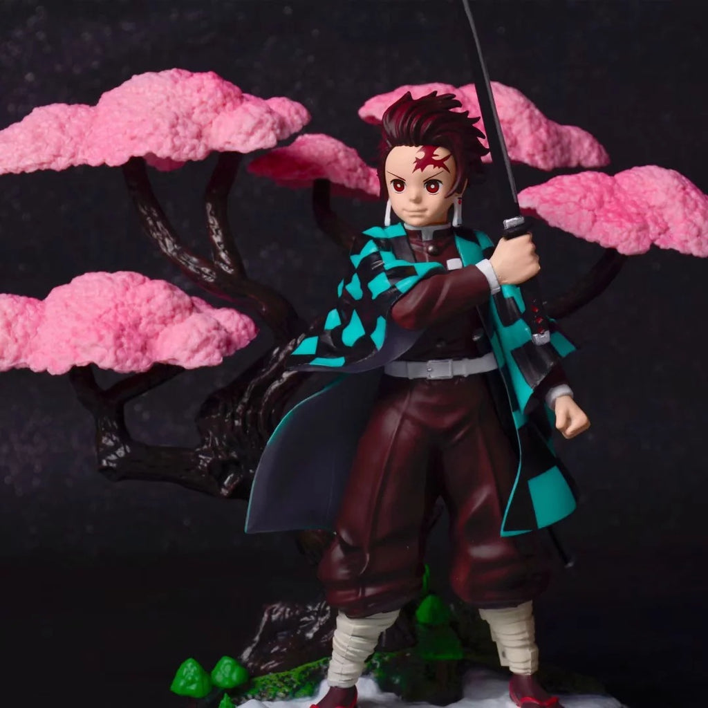 Demon Slayer Tanjiro Kamado Figure - Sakura Tree Scene Anime Collectible