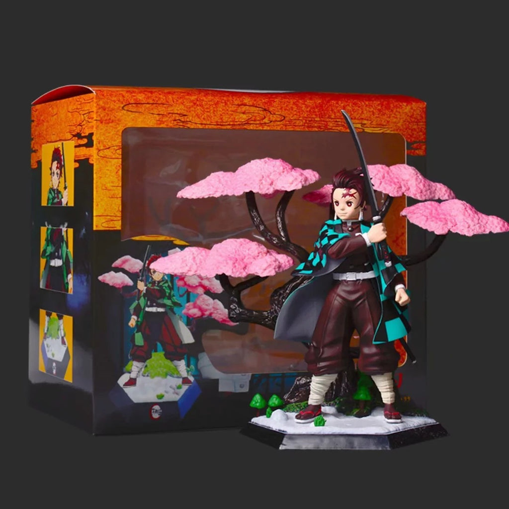 Demon Slayer Tanjiro Kamado Figure - Sakura Tree Scene Anime Collectible
