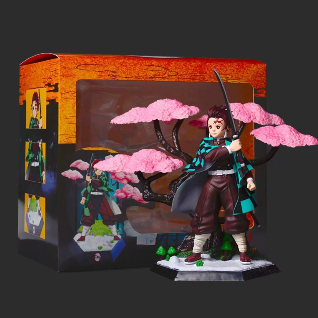 Demon Slayer Tanjiro Kamado Figure - Sakura Tree Scene Anime Collectible