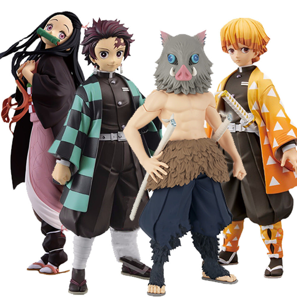 Demon Slayer Kimetsu no Yaiba Anime Figure Set - Tanjiro, Nezuko, Inosuke, Zenitsu