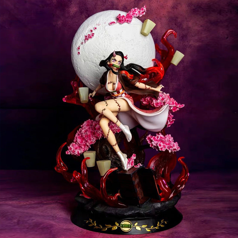 Demon Slayer Nezuko Kamado Moon Cherry Blossom Figure - Anime Collectible Statue