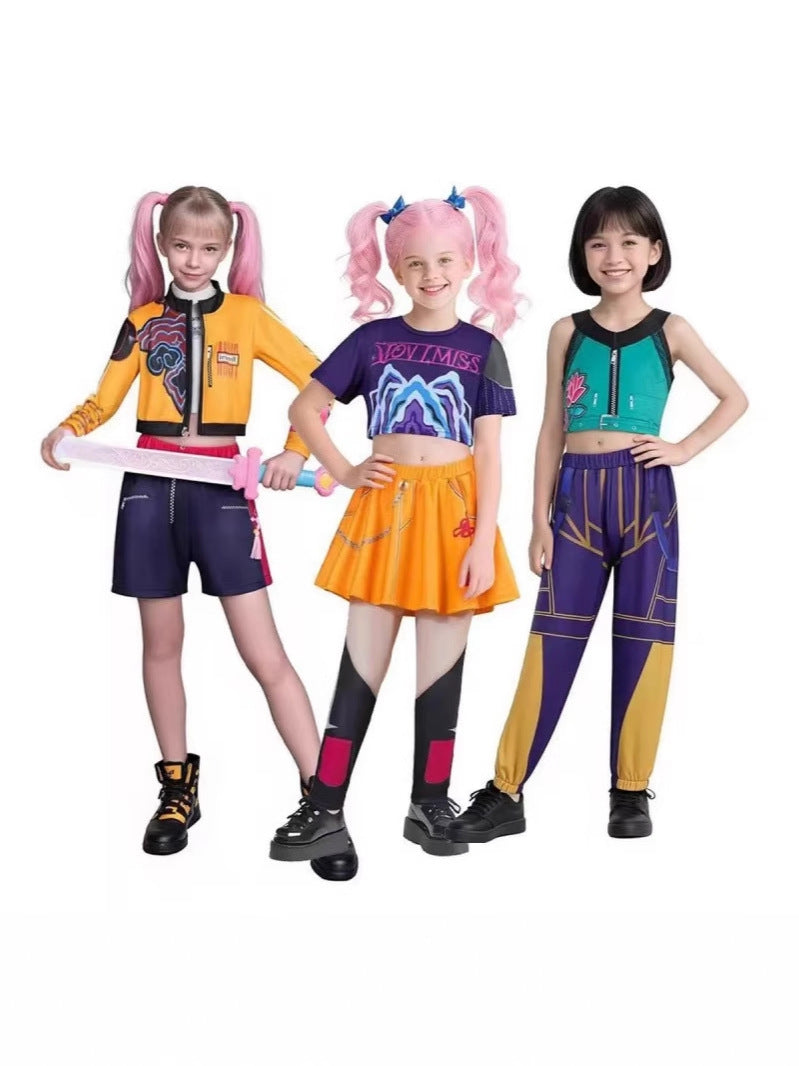 K-Pop Demon Hunters Kids Cosplay Costume (3 Variants: Lumi, Zoey, Mira)