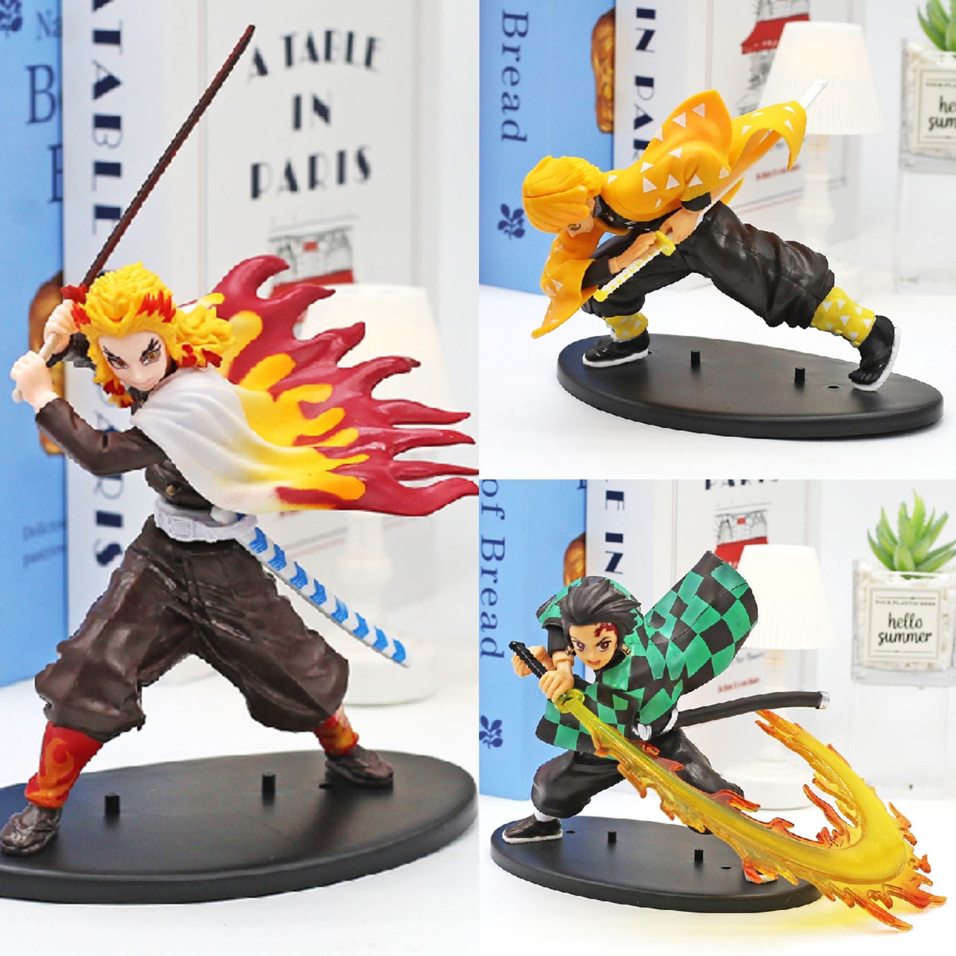 Demon Slayer Anime Figure Set - Tanjiro, Nezuko, Zenitsu, Rengoku + Giyu