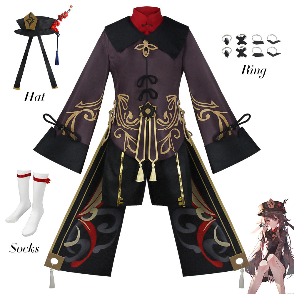 Genshin Impact Hu Tao Cosplay Costume - Full Outfit with Hat & Accessories