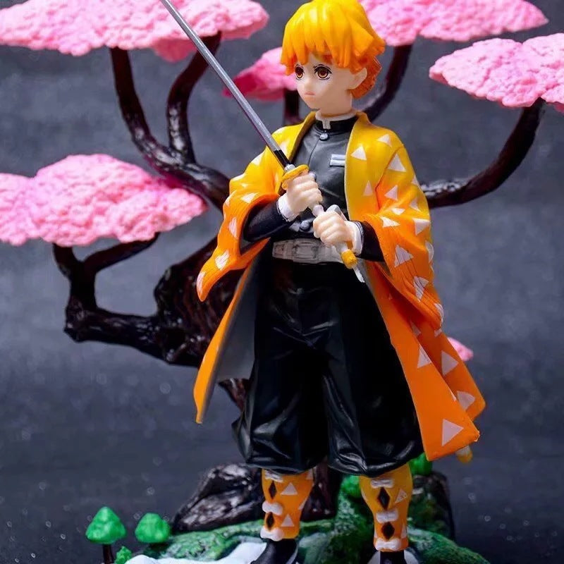 Demon Slayer Zenitsu Figure - Sakura Tree Scene Anime Collectible