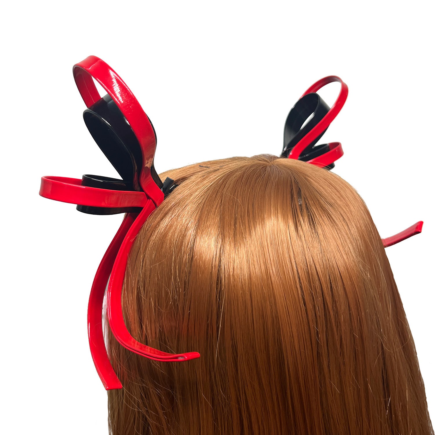 Edgy Red-Black Bunny Ear Hair Clips for Gothic & Cosplay