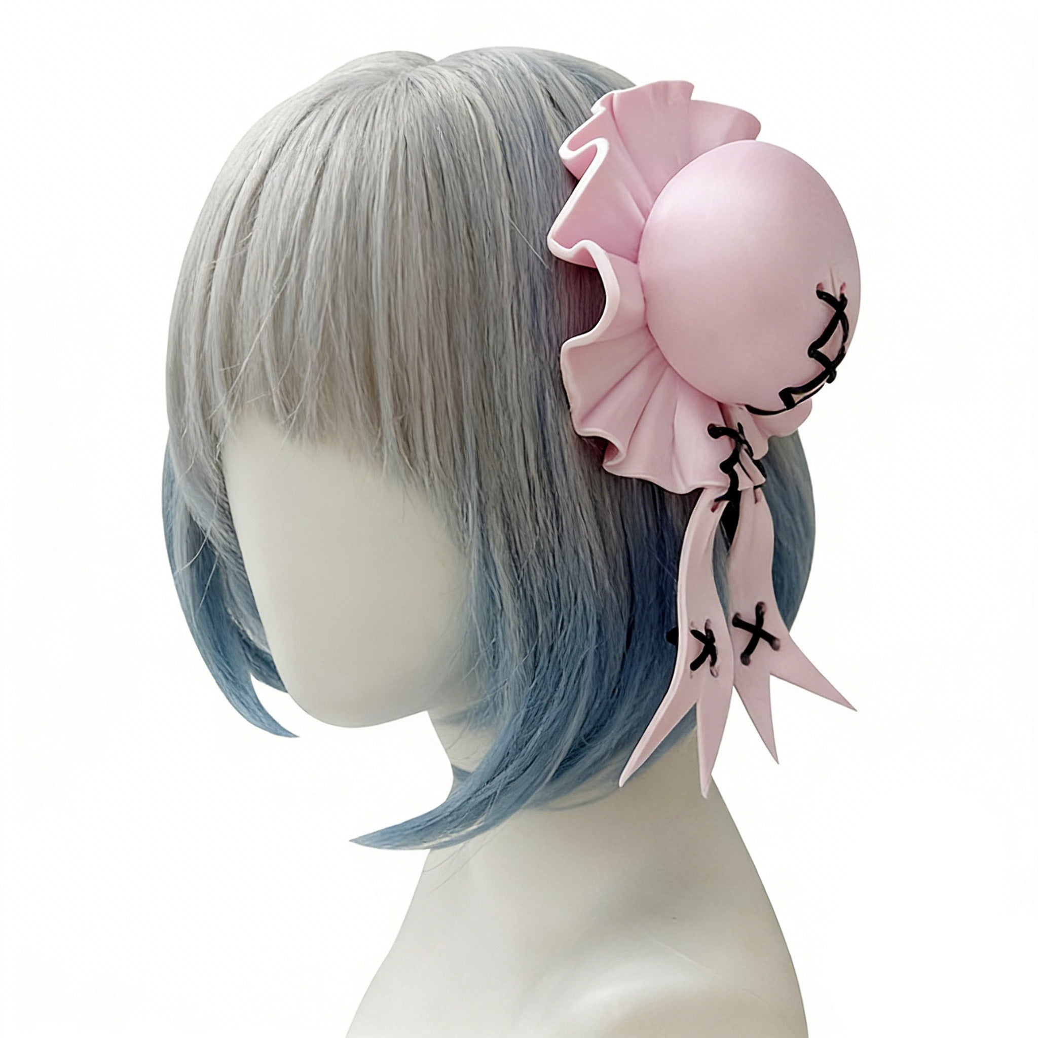 Lolita Pink Bun Hair Clips - Anime Cosplay Hair Accessory