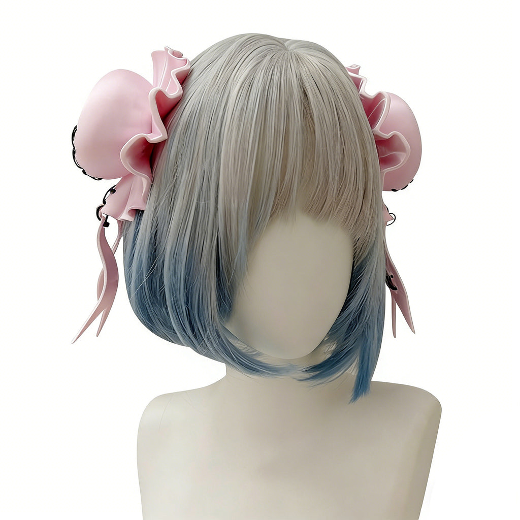 Lolita Pink Bun Hair Clips - Anime Cosplay Hair Accessory