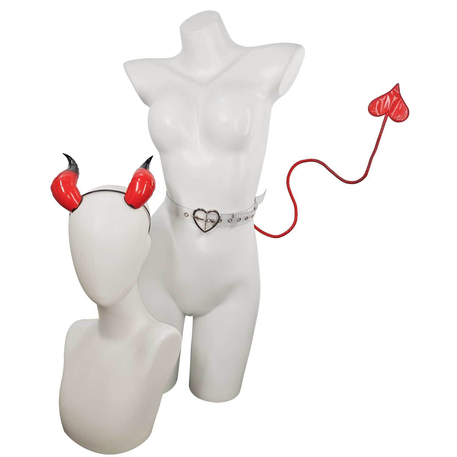 Anime Succubus Cosplay Set - Demon Horns, Heart Tail & Belt