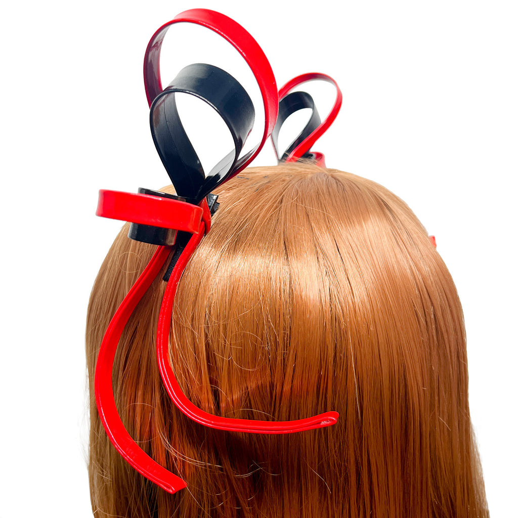 Edgy Red-Black Bunny Ear Hair Clips for Gothic & Cosplay