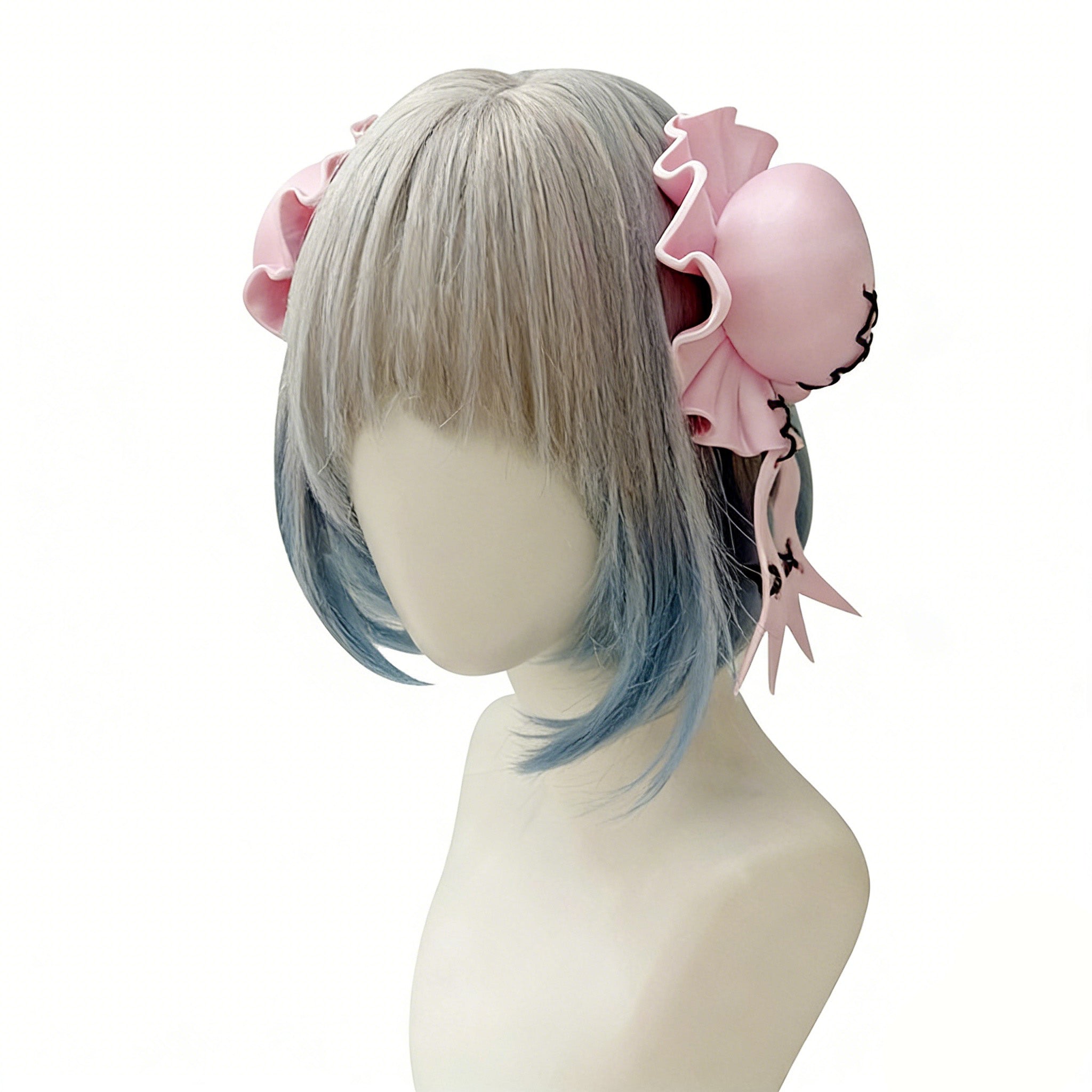 Lolita Pink Bun Hair Clips - Anime Cosplay Hair Accessory