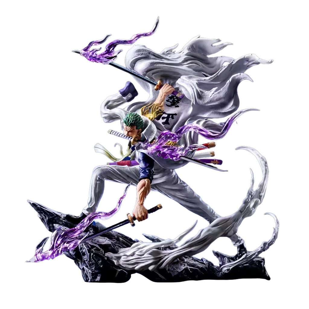 One Piece Roronoa Zoro White Cloak Purple Aura Figure