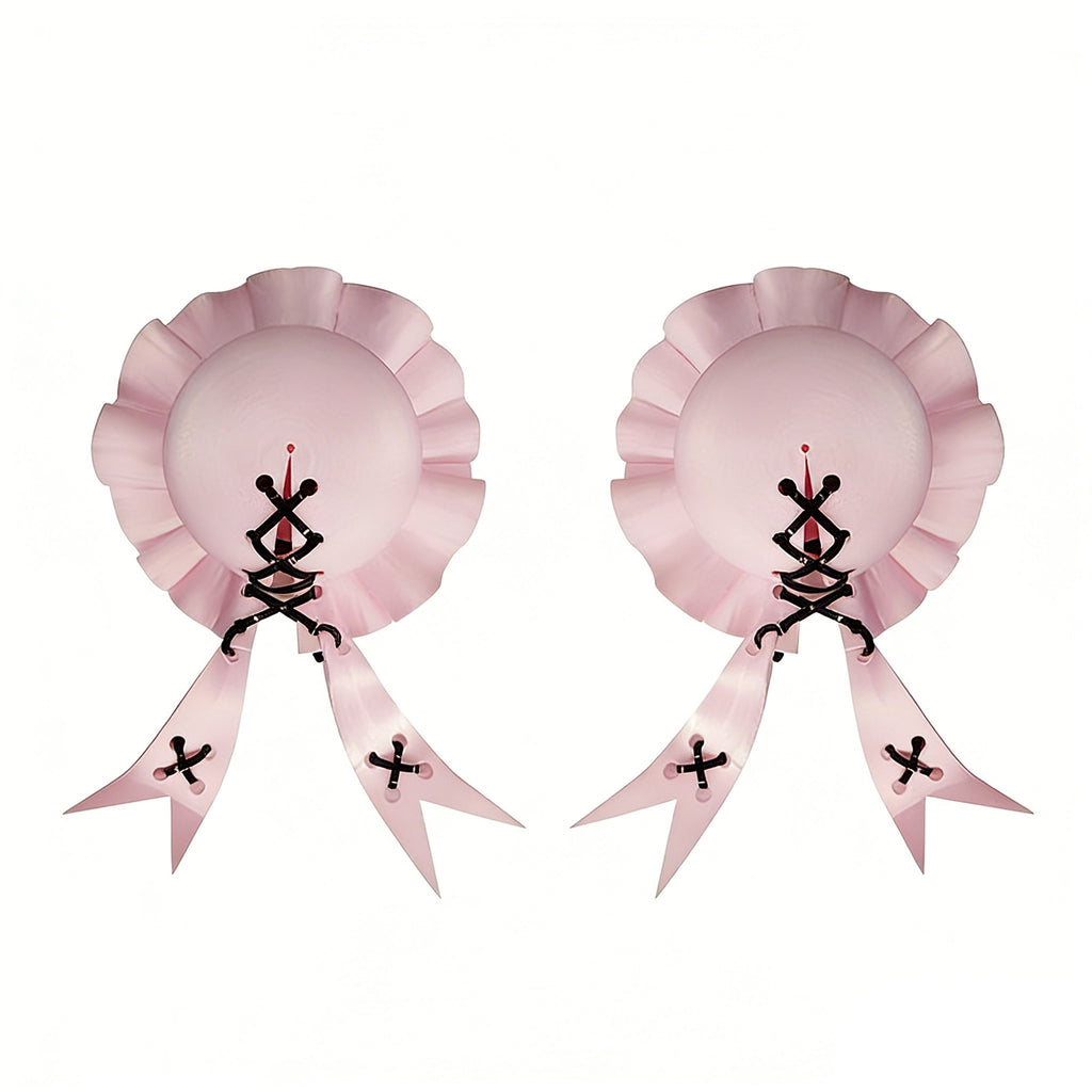 Lolita Pink Bun Hair Clips - Anime Cosplay Hair Accessory
