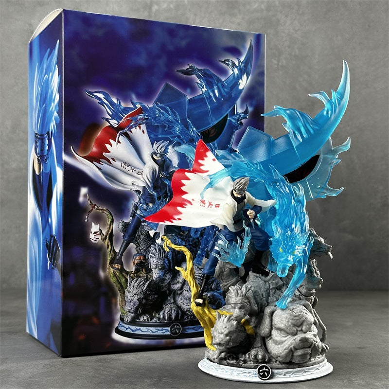 Naruto Kakashi Sixth Hokage Figure Susanoo Blue Wolf Collectible1