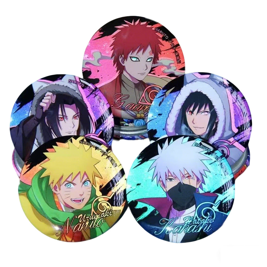 Naruto Shippuden Holographic Button Badge Set – 6 Anime Pins 58mm3